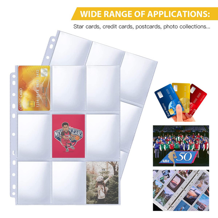 9 Pocket Page Protector, 200 Pack Trading Card Sleeves for Skylanders, MTG, Coupon, Game, Football Cards