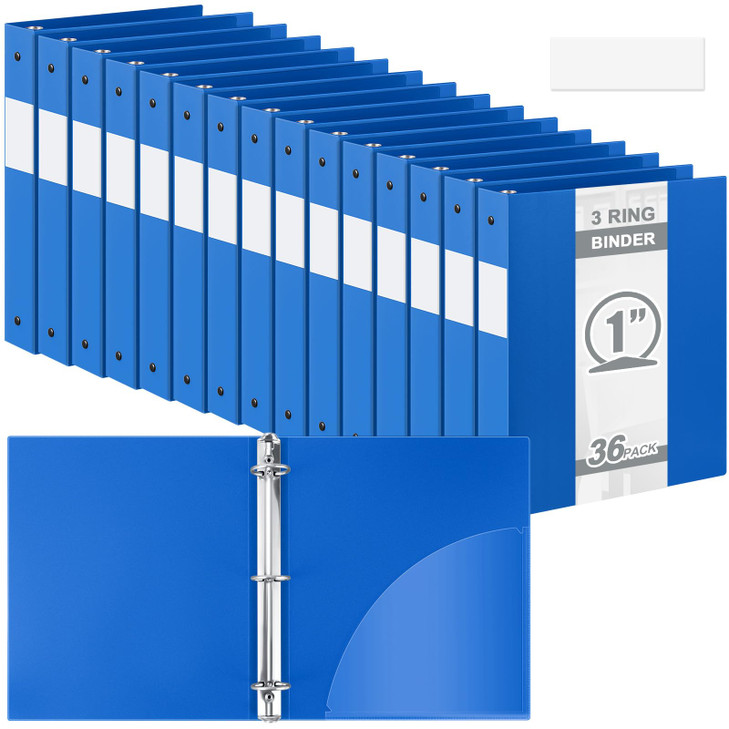 Skyygemm 12 Pcs 1 Inch 3 Ring Plastic Binder Flexible Binders Bulk Fits Letter Size 8.5'' x 11'' Paper Holds up to 240 Sheets with 1 Pockets Versatil
