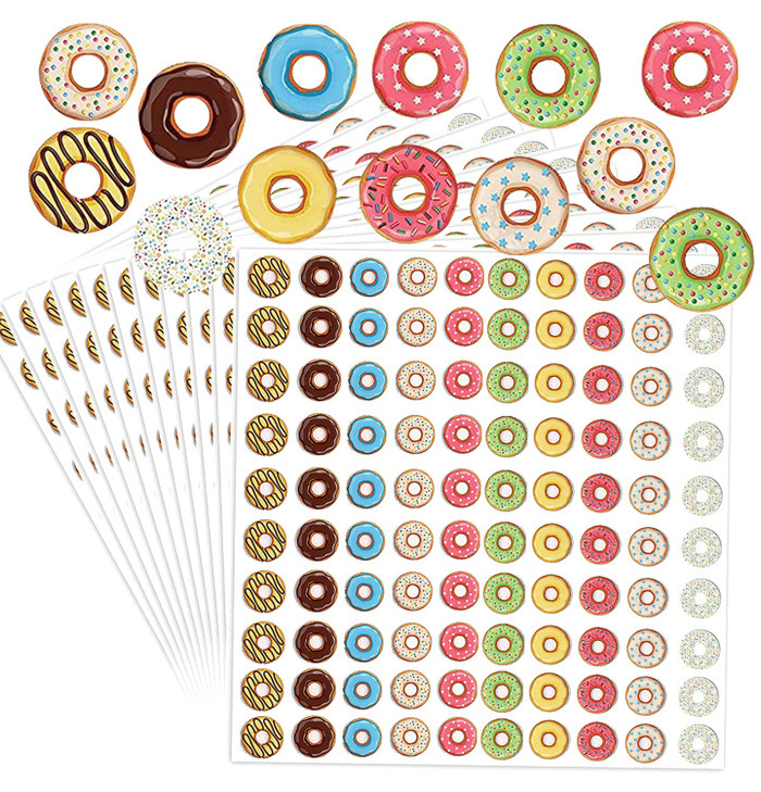 2000 Pcs Hole Label Loose-Leaf Paper Hole Reinforcement Stickers Assorted Donut Designs 0.25 inch Binder Hole Reinforcements Labels for School, Home