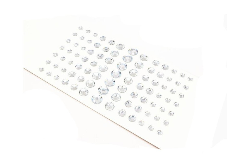91PCS 5MM/8MM/10MM/12MM Shining Self Adhesive Craft Jewels Flatback Rhinestone Crystal Gems Stickers Eyebrow Eyeshadow Body Eyes Nails Glitter Sticke