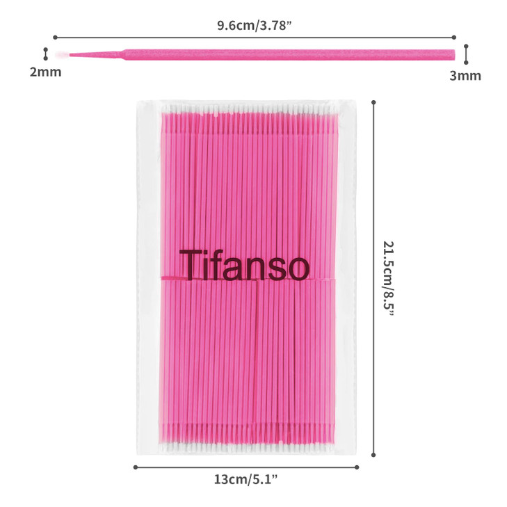 tifanso 400PCS Micro Cotton Swabs, Disposable Eyelash Microswabs for Eyelash Extensions, Lash Brush Applicators Pink(Head Diameter: 2.0mm)