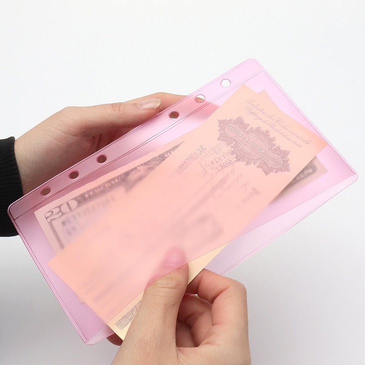 NatSumeBasics 24 A6 Cash Envelopes Zipless Pink A6 Binder Pockets 3.5" x 6" Sleeves Sheet Protector for 6 Ring Planner Inserts Organizer Photos Cards
