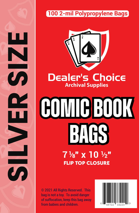 Gemini Premium Comic Book Bags | 100ct Silver Size Comic Book Sleeves (7 1/8" x 10 1/2") | 2-mil Polypropylene, Acid-Free, 1-1/2" Fold Over Flap, Enh