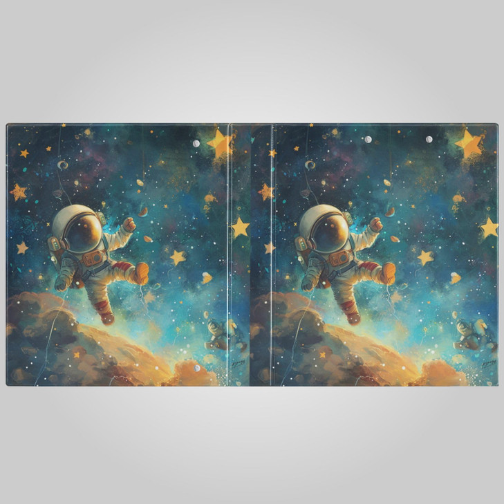 3 Ring Binder Astronaut Starry Space, 1.5 Inch Round Ring Binder 200 Sheets View-Binders A4 Paper Binder Organizer for Home School Office, 1 Pack