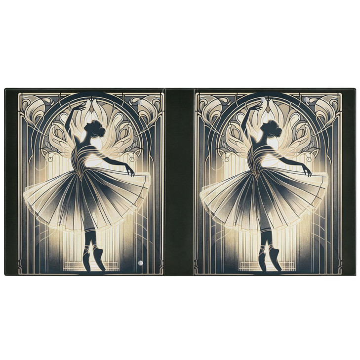 3 Ring Binder Art Nouveau Artistic Image of Ballerina Dancing in The Backlight, 1.5 Inch Round Ring Binder 200 Sheets View-Binders A4 Paper Binder Or