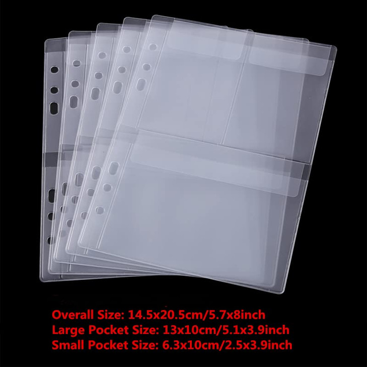 BAOFALI 10 Pack A5 Size Plastic Binder Pockets,6 Holes Waterproof PVC Folders Loose Leaf Bag forBudgeting Loose Leaf Bags Planner Insert Pouches Phot