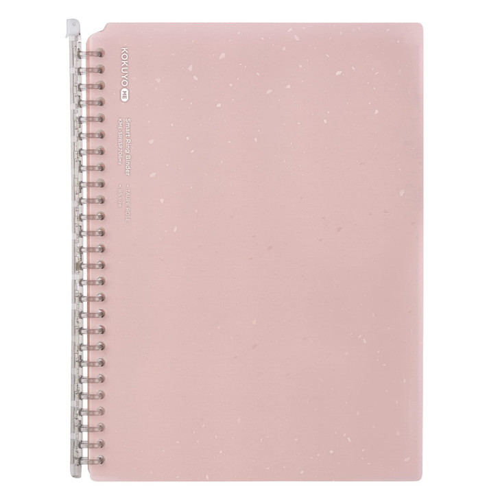 KOKUYO Me Campus Smart Ring Binders, B5 Taupe Rose Binder Notebooks, Up to 60 Sheets 26 Holes Slim Binder Folder with 10 Extra Campus Sarasara Loose-