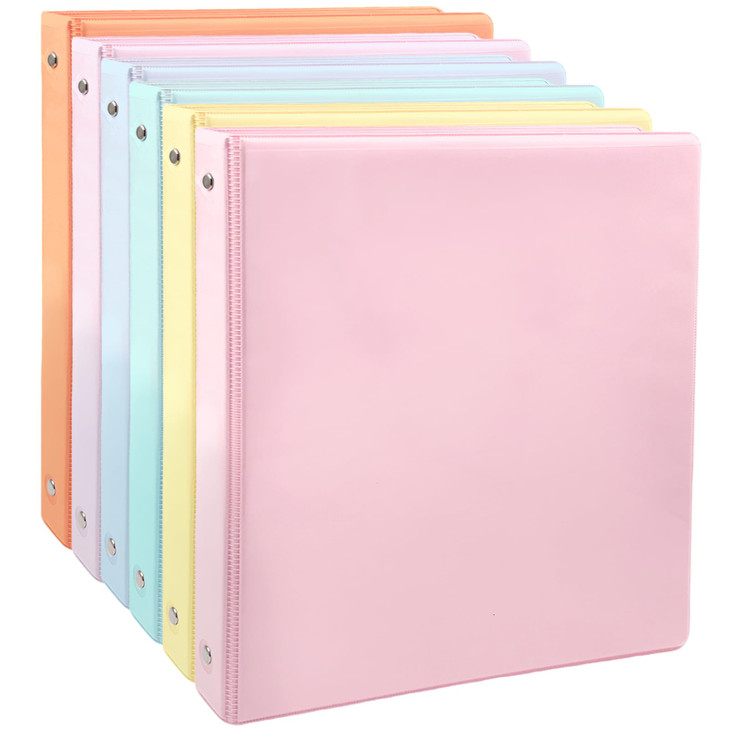 1 Inch 3 Ring Binder with Pockets?? - 6 Pack Binders Bulk for US Letter Size Paper, Multicolor for Office, Home,Work,School Use(Pink Binder)