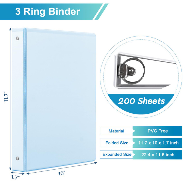 1'' 3-Ring-Binder with Pockets, 200 Sheets Capacity, 1 inch Binders fits 11" x 8.5" US Letter Size, Assorted 4 Pastel Colors - Ideal for School, Offi