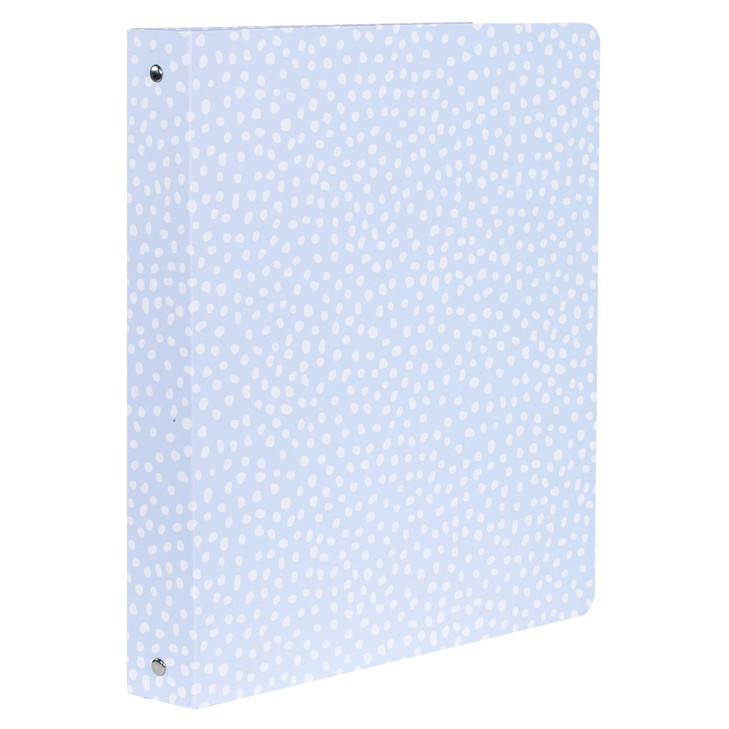 Steel Mill & Co Cute Decorative Hardcover 3 Ring Binder for Letter Size Paper, 1 Inch Round Rings, Binder Organizer for School/Office, Light Blue Dot