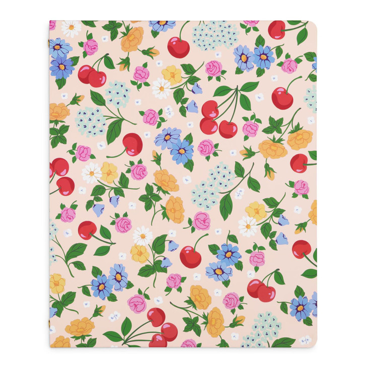 ban.do Hardcover 3 Ring Binder with 1 Inch Rings, School and Office Organizer for Letter Size Paper, Flowers and Fruit