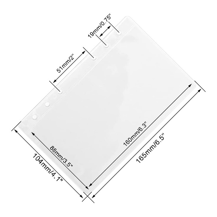 12pcs A6 Binder Pockets Clear Cash Envelopes Waterproof PVC Pouch Page Protectors for 6-Ring Notebook Binder Pictures Files Organizer