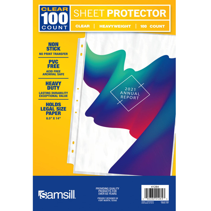 Samsill 100 Pack Legal Sheet Protectors, 8.5 x 14 Inch Document Protectors for Legal Binder, Heavyweight, Clear, Legal Size, Top Loading, Acid Free