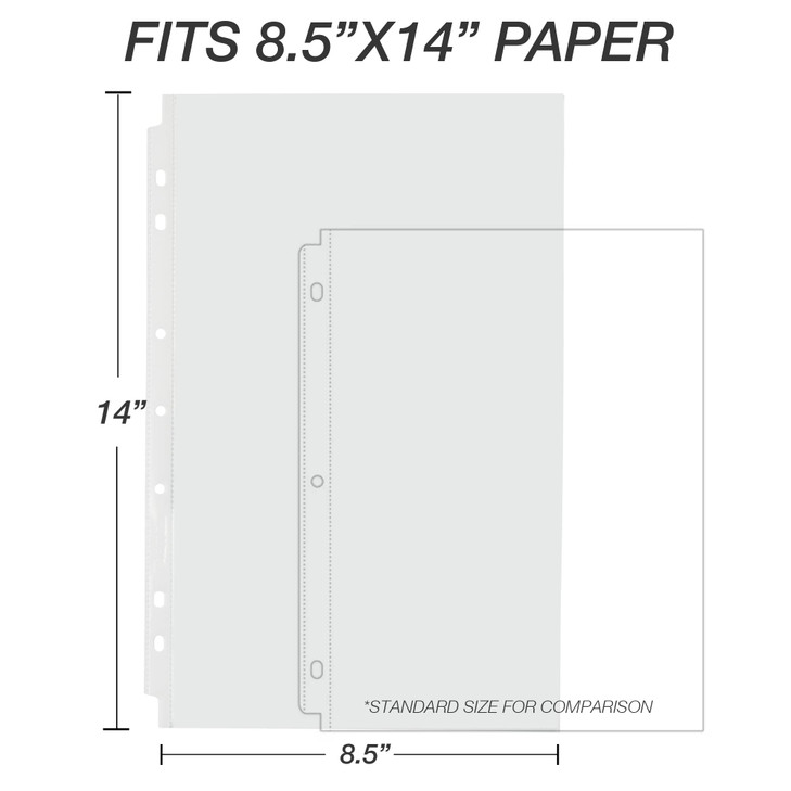 Samsill 100 Pack Legal Sheet Protectors, 8.5 x 14 Inch Document Protectors for Legal Binder, Heavyweight, Clear, Legal Size, Top Loading, Acid Free