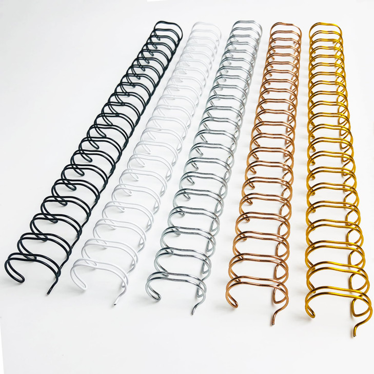 Binditek 50 Pack Double Loop Wire Binding Spines, 5/8 in Binding Wire for Letter Size, 2:1 Pitch, 140 Sheet Capacity, 21-Loop, 5 Assorted Colors (Bla