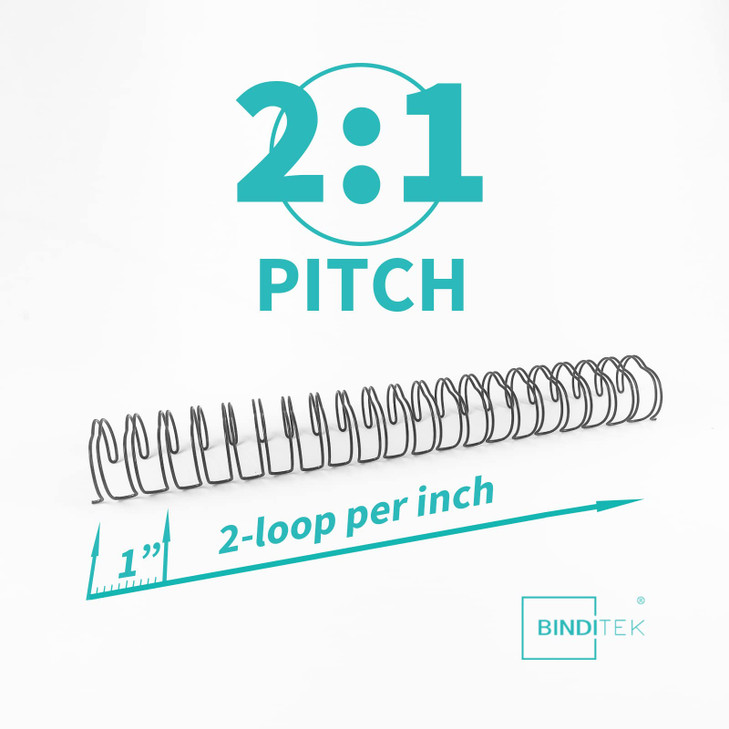 Binditek 50 Pack Double Loop Wire Binding Spines, 5/8 in Binding Wire for Letter Size, 2:1 Pitch, 140 Sheet Capacity, 21-Loop, 5 Assorted Colors (Bla
