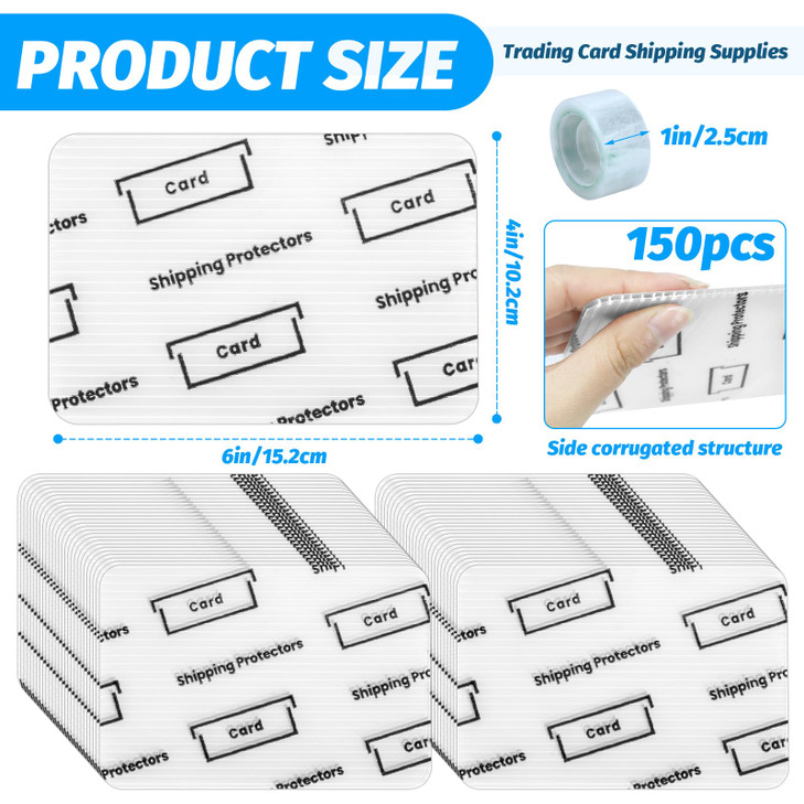 VOKOY 150 Pack Trading Card Shipping Protectors,4''x6'' Plastic Sports Cards Mailing Protectors with Seal Stickers, Hard Plastic Trading Shipping Sup