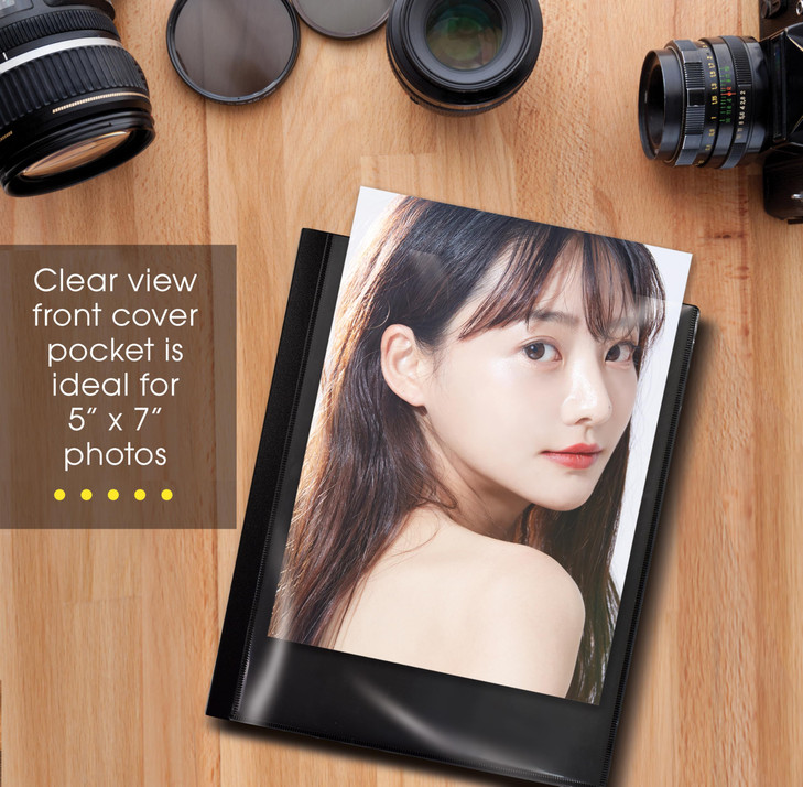 Mini Presentation Book, 5.5" x 8.5" (Half Page), 24 Pockets/48 Pages, 2 Pack, Small Poly Booklets with Clear Sleeves, with Clear View Front Pocket (B