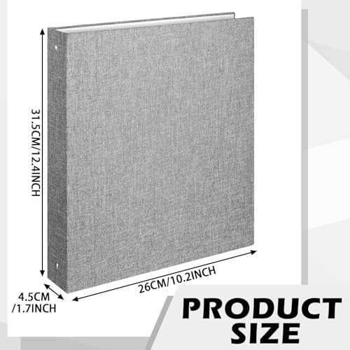 Eersida 4 Pack 3 Ring Binder 1 Inch Round Ring Binder Organizer with Linen Cover Holds 8.5" x 11" Paper Gray Linen Fabric for Schools, Offices and Ho