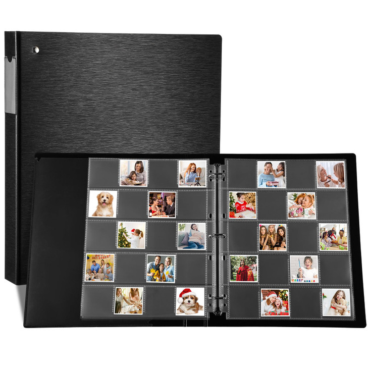 Protective Photo Slide Storage Box Set - 50 Pages Acid Free Protector 3 Ring Pocket Binder With Plastic Sleeves - Holds 20 35mm Slides Each Page - Pr