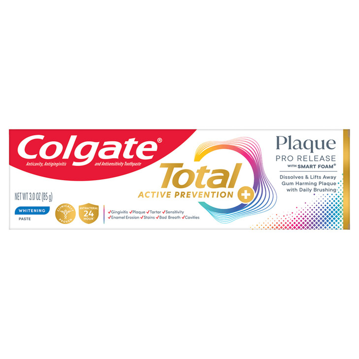 Colgate Total Plaque Pro Release Whitening Toothpaste, Whitening Fluoride Toothpaste, Fights Plaque, Bad Breath, Tartar Buildup, and Helps Protect Te