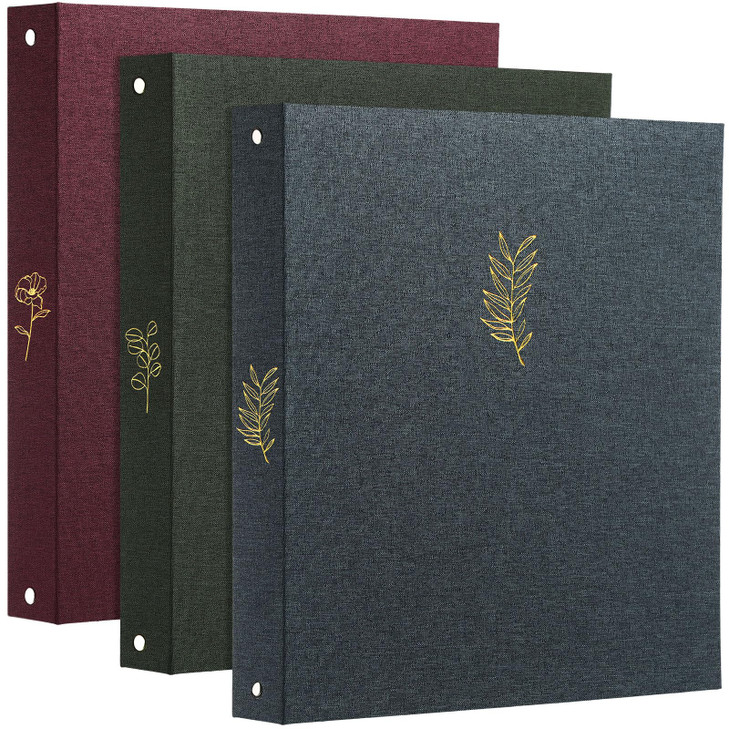 Ctosree 3 Pcs Aesthetic 3 Ring A4 Binder Linen Photocard Binder Large Sturdy Hardcover 2 Large Linen Pockets for Recipe Photo Office and School(Vinta