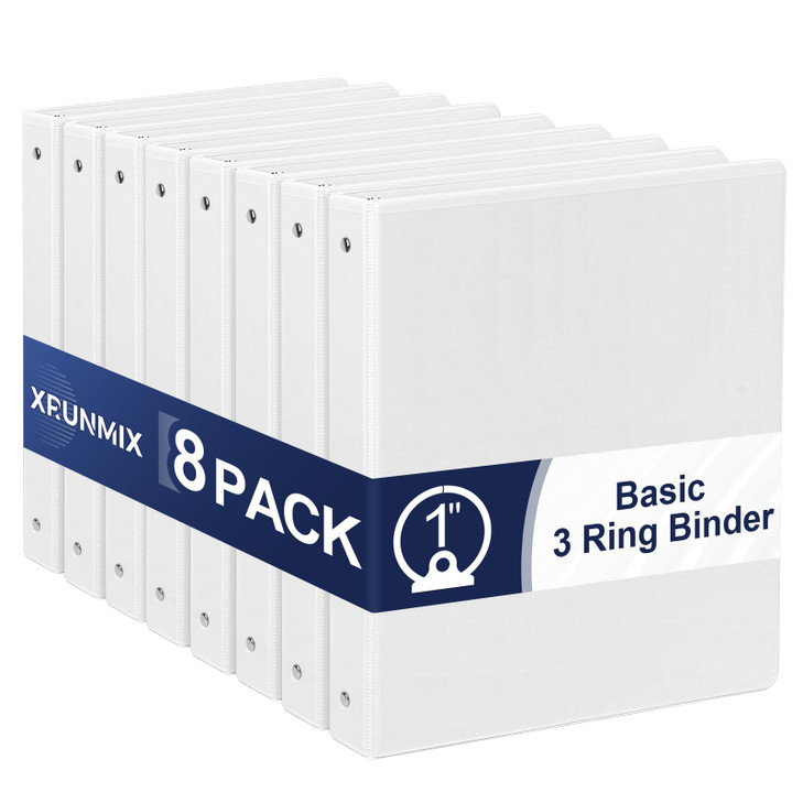 1-Inch 3-Ring-Binder with Pockets, 1'' Basic Binders 1-inch View Round Binders Holds 200 Sheets US Letter Size 8.5'' x 11'' - Bundle Packs Perfect fo