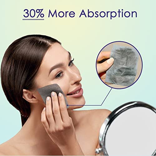 High-Performance Oil Blotting Sheets for Face with Bamboo Charcoal 105 sheets - Makeup Friendly Blotting Papers for Oily Skin - Easy Dispensing Blott