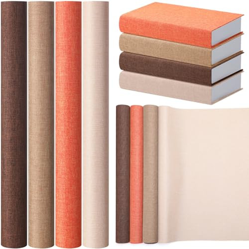 SmoothNovelty 4 Pcs Book Cloth Bookcover Fabric Surface with Paper Backed Book Binding Cloth Fabric Book Cover for Scrapbooking Album DIY Craft Suppl