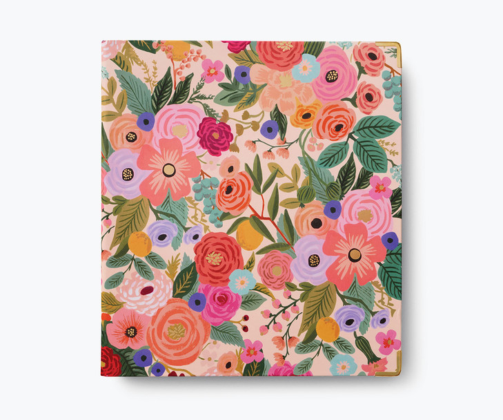 RIFLE PAPER CO. Garden Party Classic Binder - 1" Three-Ring Binder with Soft Touch Illustrated Floral Cover, Holds 175 Pages, 3 Tabbed Dividers and 6