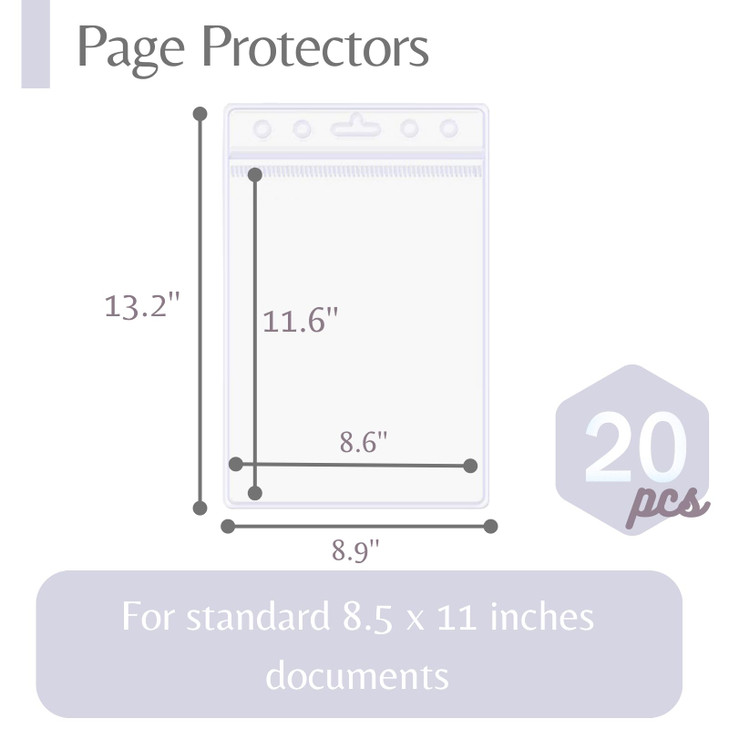 20 Pack 8.5" x 11" Sheet Protectors, Clear Waterproof Resealable Page Protectors for Birth Certificate, Plastic Document Cover Holder, Vertical Style