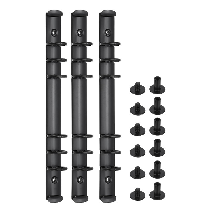 PATIKIL A5 6-Hole Ring Binder Mechanisms, 3 Set Binder Spines Replacement, Black