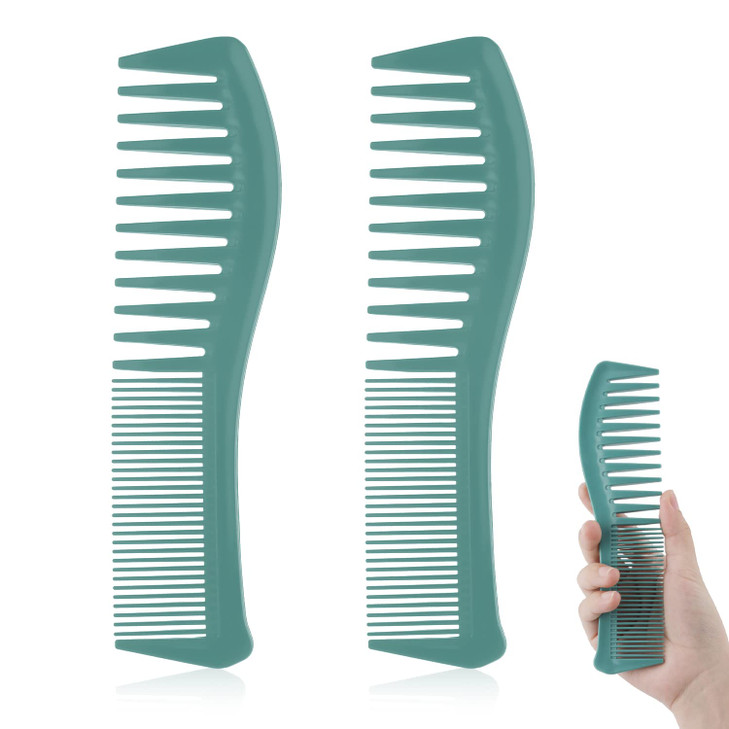 2PCS Hair Comb, Wide Tooth Comb Plastic Hairstyle Comb Large Tooth&Fine Tooth Comb Barber Comb for Men Women Combing Hairstyling Trimming Cutting Bar