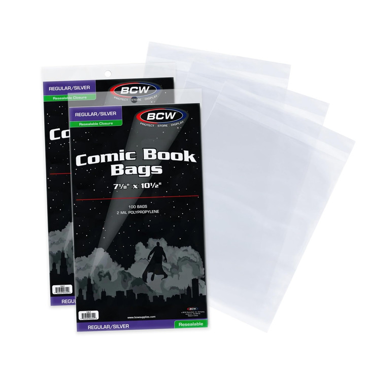 BCW Resealable Silver Age Comic Bags - 200 ct | Archival Quality, Acid-Free Protection for Silver Age Comic Books | 7 1/8 x 10 1/2 inches Comic Colle