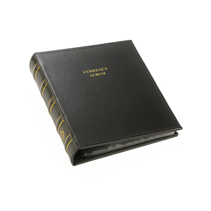 LIGHTHOUSE - Currency Album for Graded Banknotes and Currency Sleeves - Classic Leatherette Handmade 3-Ring Binder with 20 Pages - Additional Pages A