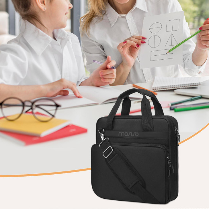 MOSISO 3 Ring Zipper Binder, 2 inch O-Ring Binder Organizer 500 Sheets Capacity Multiple Pockets Bag for Office with Handle & Shoulder Strap Compatib