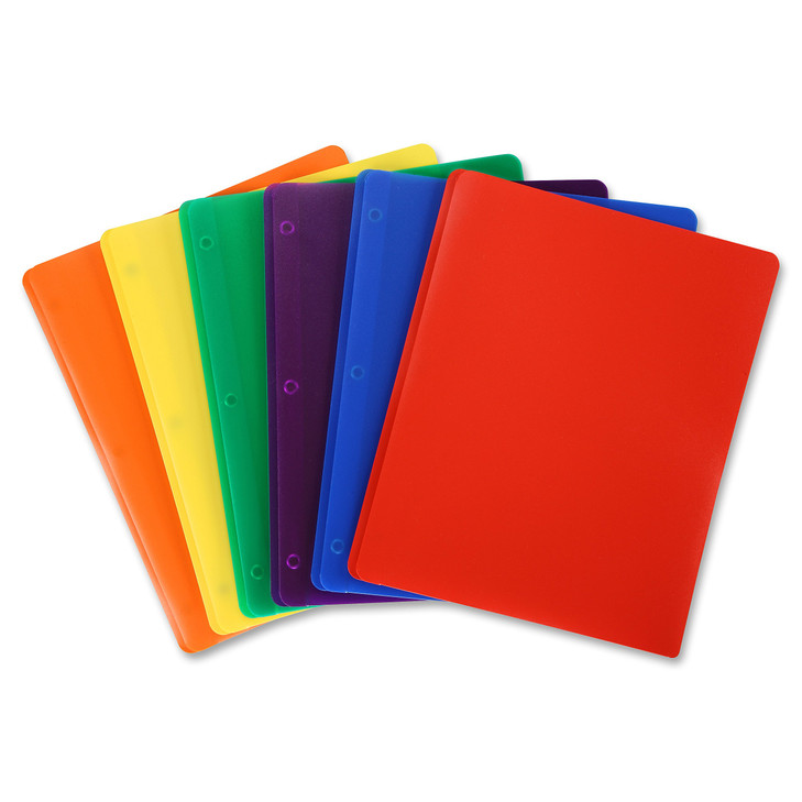 Business Source 3-Hole Punched Poly Portfolios, Blue (20886)