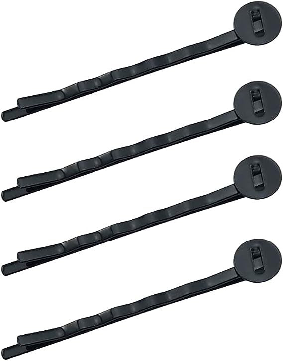 50 Pcs Black Hair Bobby Pins Hair Clips with Blank Round Tray Hair Pins Hairpin Cabochons Bases for DIY Crafts Hair Styling Pins
