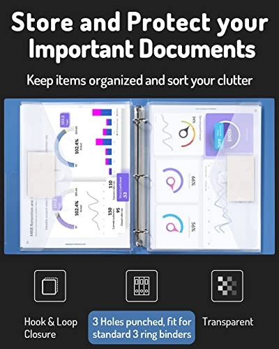 Forvencer Binder Pocket, 10 Pack Super Heavyweight Plastic Folders with Tight Closure, Folders with Pockets Side Loading, Binder Organizer, Binder Di