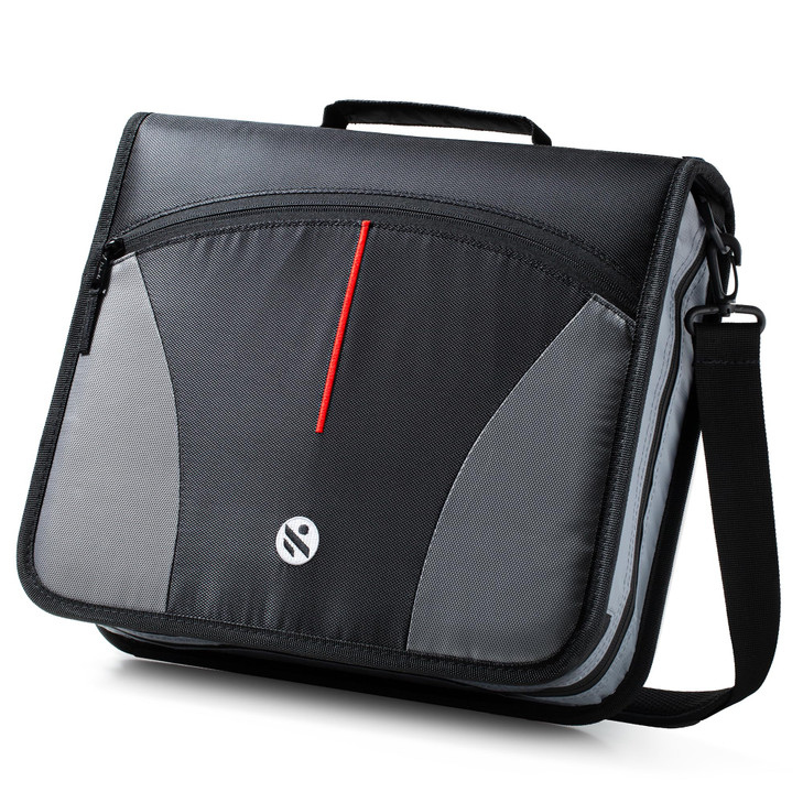 Kinbashi 3 Ring Binder, 3 Inch O-Ring Zipper Binder with Shoulder Strap, Expanding Files and Multiple Pockets, Jet Black