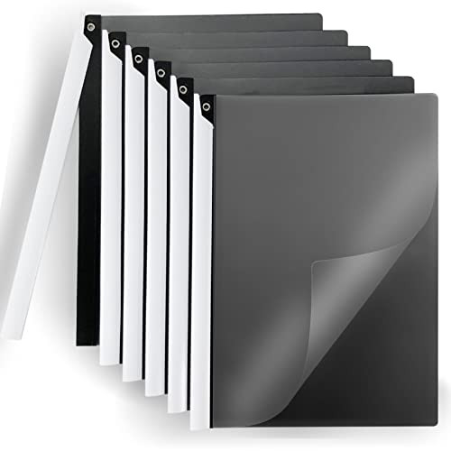 Binditek 6 Pack Clear Front Report Covers with Swing Clip, Plastic File Folder with Black Back Covers, 40 Sheet Capacity, 8.9 x 11.9 Inches, for Lett