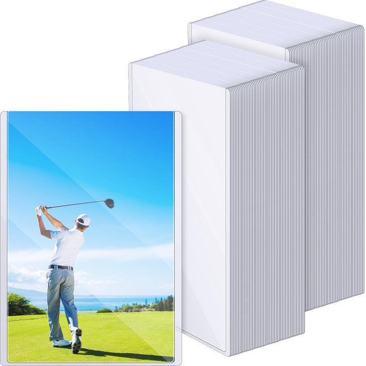 Henoyso 50 Pcs 4 x 6 Inches Baseball Card Protectors Post Card Photo Holders Clear Photo Card Sleeves Rigid PVC Hard Card Protectors for Sports Cards