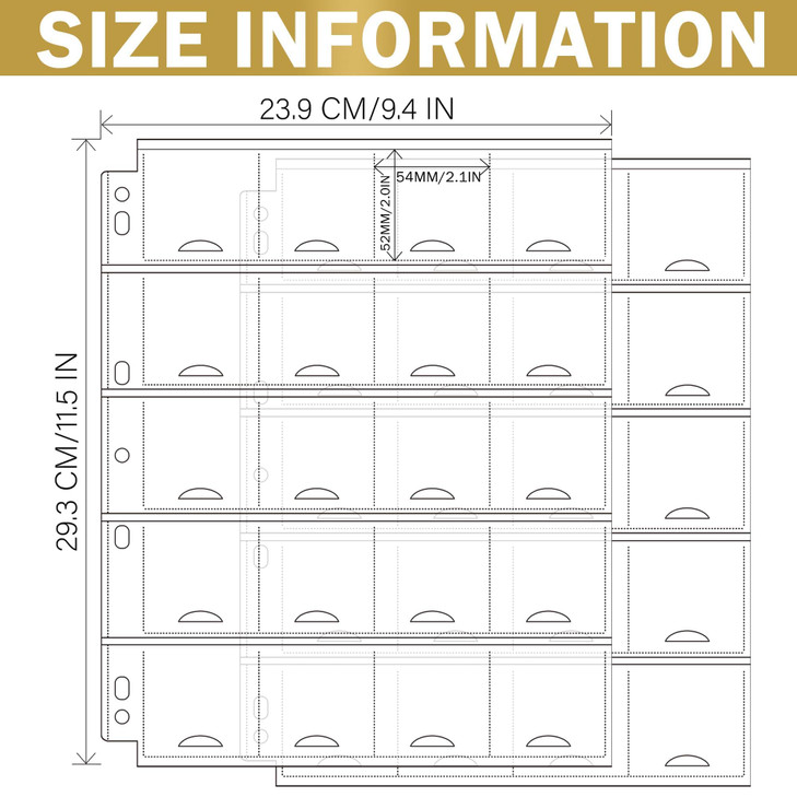 30 Sheets Uncle Paul Coin Binder Sheets for 2" x 2" Coin Flips - 600 Pockets 7 Holes Coin Pages Holders for Cardboard Compatible with Coin Collecting