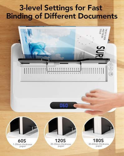MAKEASY Thermal Binding Machine 500 Sheets Capacity with 10PCS Binding Covers, Digital Touch Panel, Air Cooling, Electric Thermal Binder for A4//A5/L