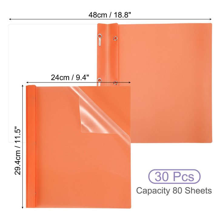 PATIKIL Plastic Report Covers with Prong, 30 Pcs 80 Sheet Clear Front Presentation Binders with 3 Metal Prong Fasteners Report Folder for Resume Docu