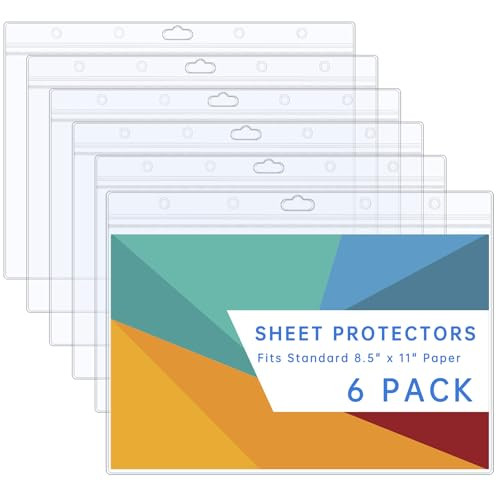 AKONEGE 6PCS Hard Sheet Protectors 8.5x11 Waterproof Resealable Zip Paper Page Protectors Clear Rigid Plastic Sleeves for Photos Certificate, Heavy D