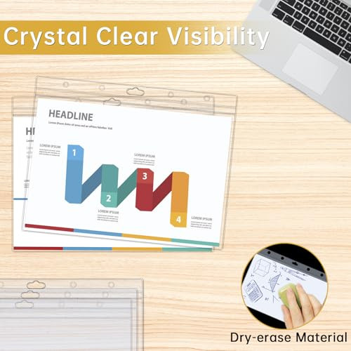 AKONEGE 6PCS Hard Sheet Protectors 8.5x11 Waterproof Resealable Zip Paper Page Protectors Clear Rigid Plastic Sleeves for Photos Certificate, Heavy D