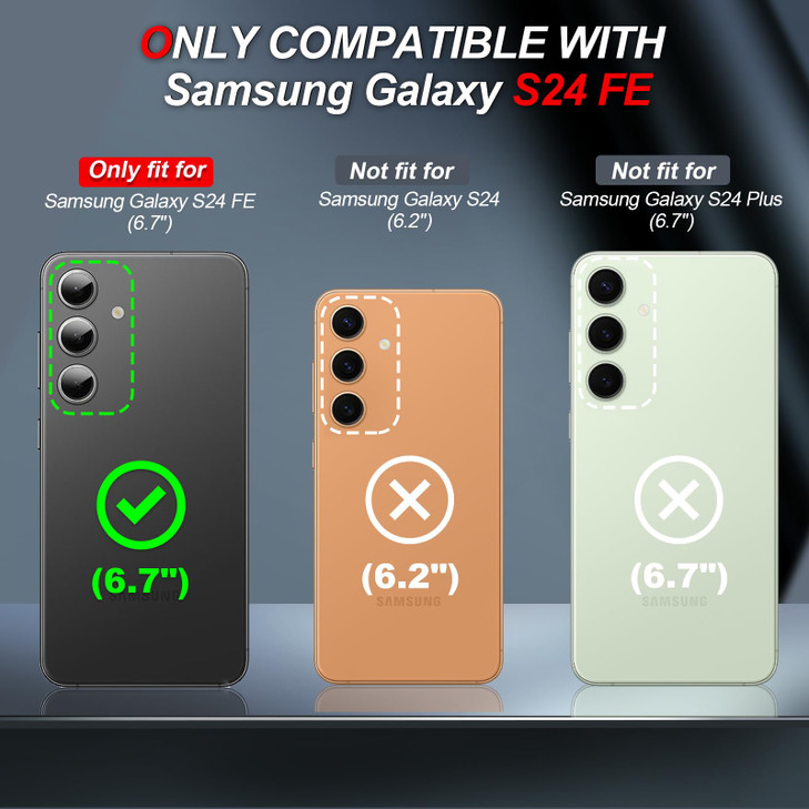 LeYi Compatible for Samsung Galaxy S24-FE Case: Samsung Galaxy S 24FE Screen Protector Tempered Glass X 2 & Magnetic Stand, Heavy Duty Protective S 2