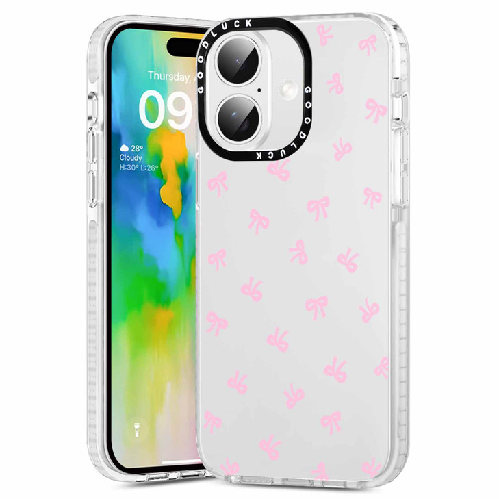 Yomjew 2 Pack Cute Clear Bow Phone Case for iPhone 16 6.1 inch, Aesthetic Trendy Fashion Case Soft Slim Protective Shockproof TPU Bumper Cover for Wo
