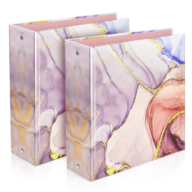 Mini 3 Ring Binder 5.5 x 8.5, 2-Inch Binder, Round Ring, Pink, 2 Pack